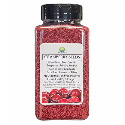 Queen B Organic Cranberry Seeds | High in Fiber, Heart Healthy Omega 3, Urinary Support Edible Cranberry Supplement | Edible Cranberry Seeds - 7oz in Shaker