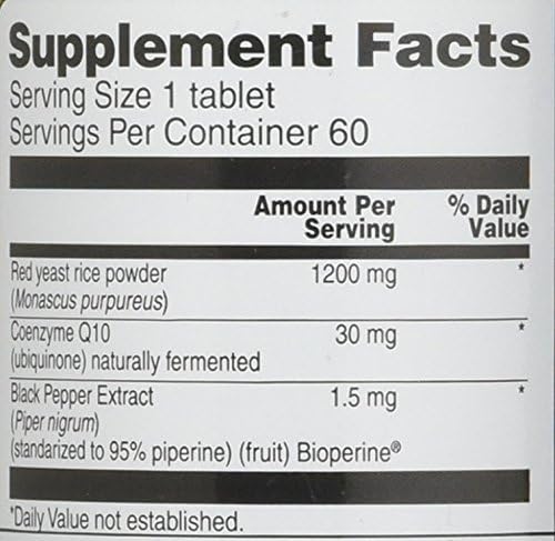 Vitacost Red Yeast Rice 1200 mg with CoQ10 - Extended Release - 60 Tablets
