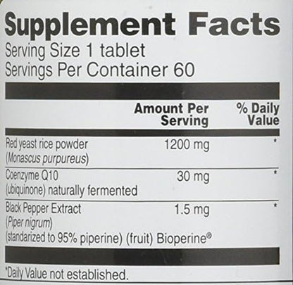 Vitacost Red Yeast Rice 1200 mg with CoQ10 - Extended Release - 60 Tablets
