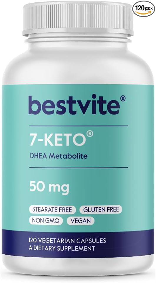 BESTVITE 7-Keto 50 mg DHEA (120 Vegetarian Capsules) - No Stearates