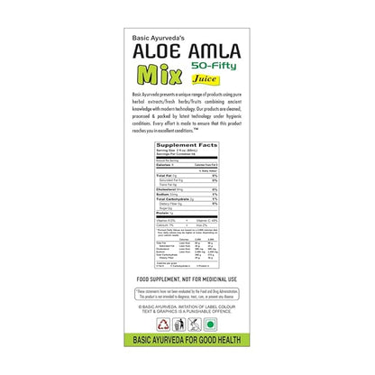 Basic Ayurveda Aloe Amla Mix Juice | Blend of Aloe Vera & Amla Fruit | First Press Virgin Juice | Plant-Based Daily Drink | Vegan & Non-GMO | 32.46 Fl Oz (960ml)