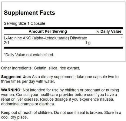 Swanson Amino Acid Maximum Strength Arginine Akg Nitric Oxide Enhancer 1000 Milligrams 90 Capsules