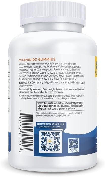 Nordic Naturals Vitamin D3 Gummies, Wild Berry - 120 Gummies - 1000 IU Vitamin D3, 1.4 mg Iron - Great Taste - Healthy Bones, Mood & Immune System Function - Non-GMO - 120 Servings