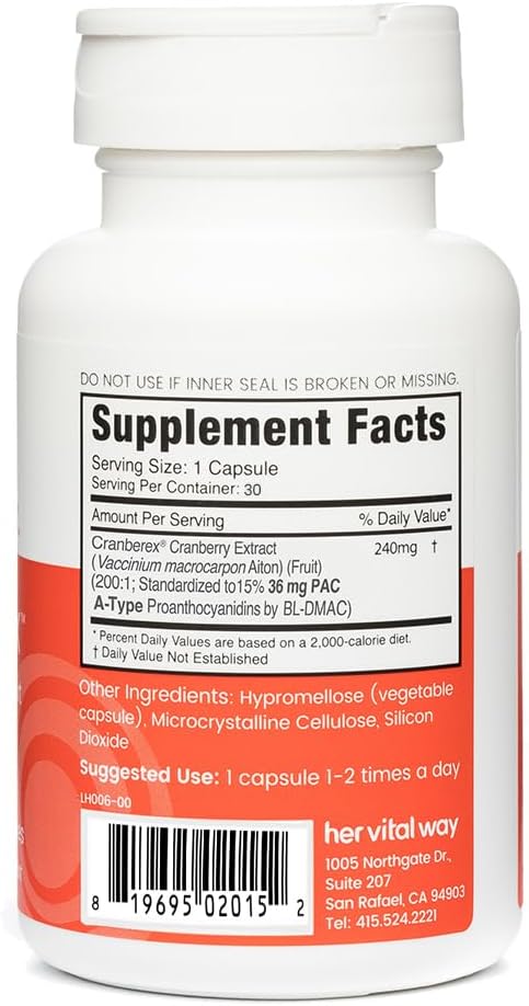 Cranberex - Cranberry Pills for Women and Men - Cranberry Supplement with 36mg PAC - Cranberry Extract Capsules for Urinary Tract Health and Kidney Care - 30 Veg Capsules