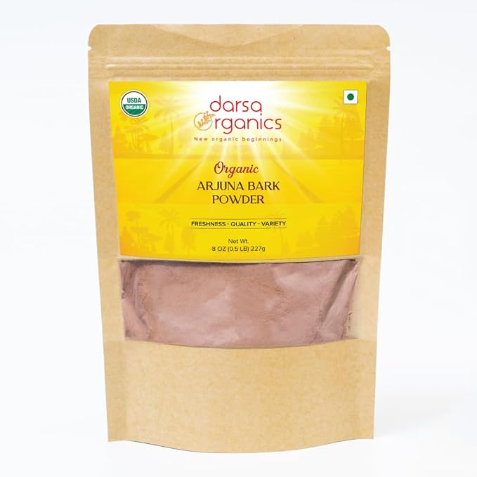 Arjuna Powder, 8 oz - Arjuna Bark Grounded, Ayurvedic Herb for Tea & Recipes, Arjun Ki Chaal for Ayurveda Products, Raw & Vegan, Non-GMO & Gluten-Free, USDA Organic, Kosher Certified
