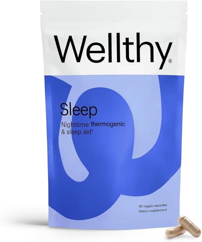 Wellthy Night Time Thermogenic - Vitamin B6, Ashwagandha & Melatonin - Nighttime Thermogenic for Women - Belly Thermogenic - Natural Weight Loss Supplements for Women, 60ct