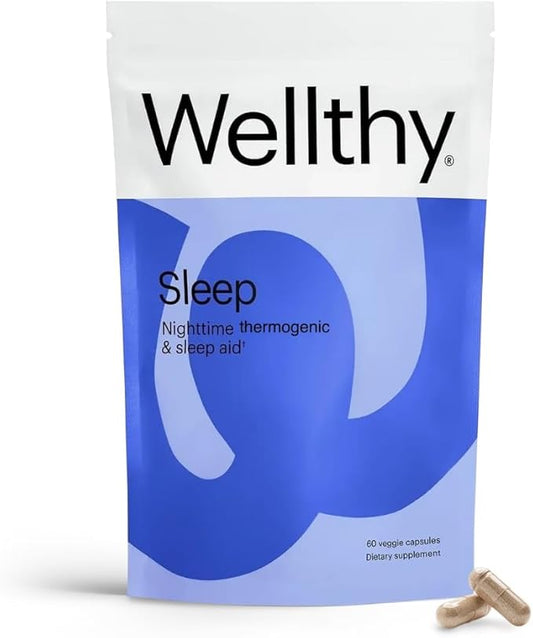 Wellthy Night Time Thermogenic - Vitamin B6, Ashwagandha & Melatonin - Nighttime Thermogenic for Women - Belly Thermogenic - Natural Weight Loss Supplements for Women, 60ct