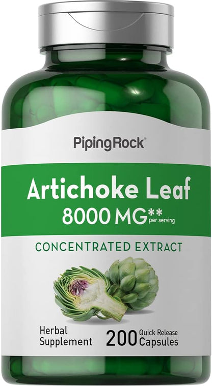 Piping Rock Artichoke Leaf Extract Supplement | 8000mg | 200 Capsules | Non-GMO & Gluten Free