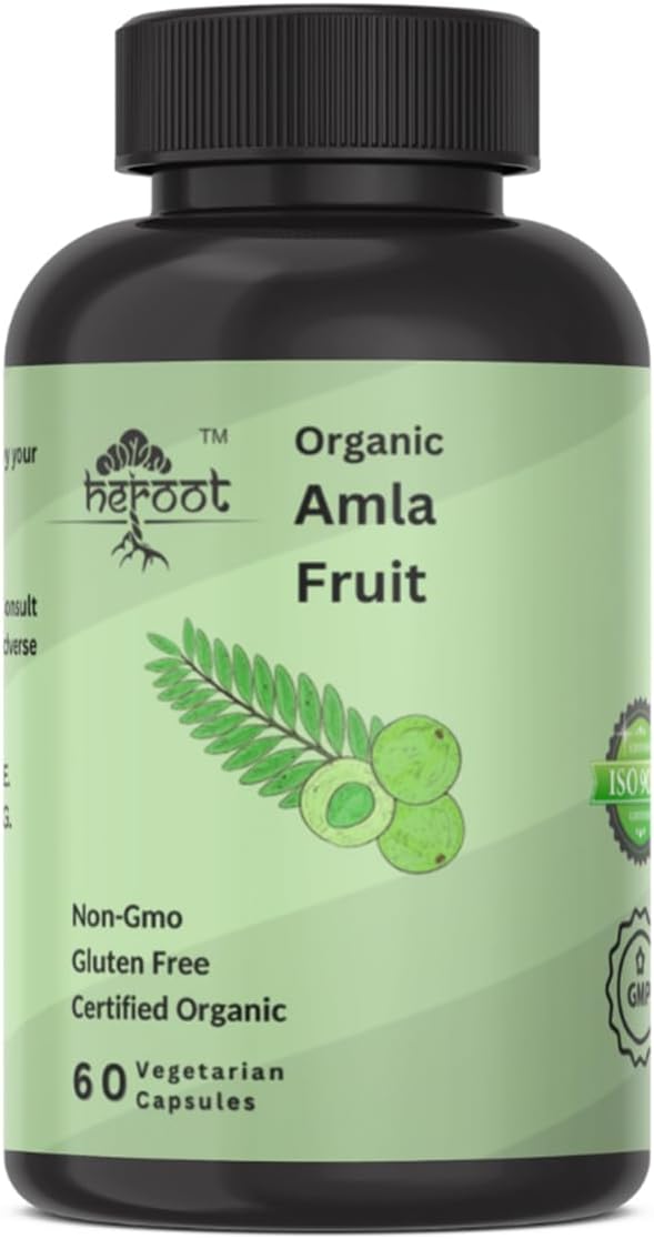 Organic Amla Capsules - Indian Gooseberry for Natural Vitamin C, Support for Skin & Hair 120 Capsules