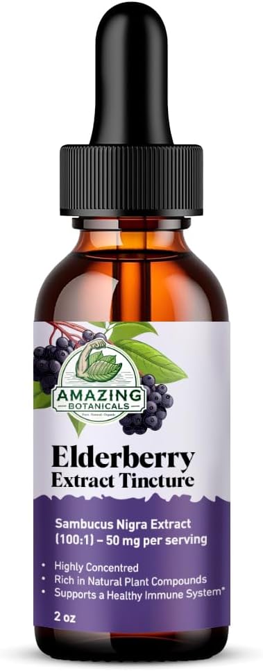 Elderberry Extract 100x Strength Tincture - Organic Immune Support for All Ages & Wellness Supplement | Elderberry Syrup Organic - 60ml/ 2oz