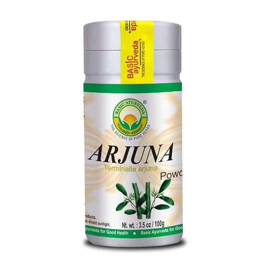 BASIC AYURVEDA Arjuna Bark Powder (Terminalia Arjuna) | Traditionally Used for Heart & Vitality Support | Pure & Natural | Non-GMO, Gluten-Free | 3.53 Oz (100g)