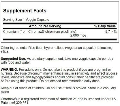 Swanson Chromax 2000 2000mcg 60 Veg Capsules