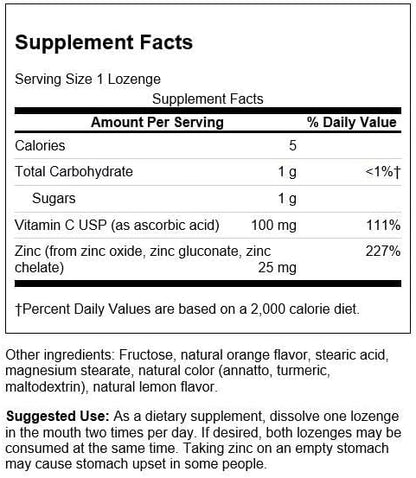 Swanson Zinc & Vitamin C Lozenges 25/100 Milligrams 200 Lozenges