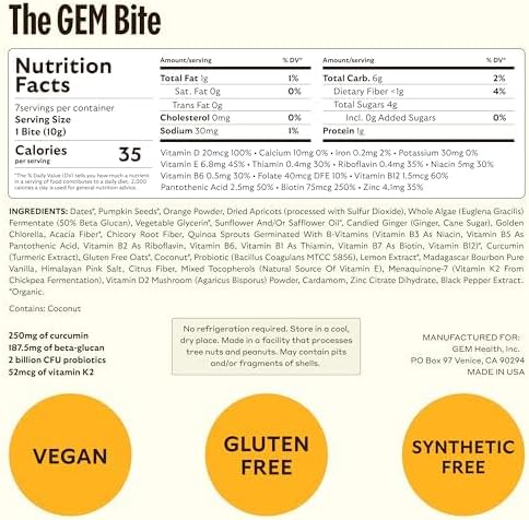 GEM Daily Multivitamin for Women & Men, 20+ Vitamins & Minerals zinc, Vitamin D, B, K, Folic Acid, Turmeric, Beta Glucan GLP-1 booster, Supports Gut, Skin, Brain, Immunity (Citrus Ginger, 28 Servings)