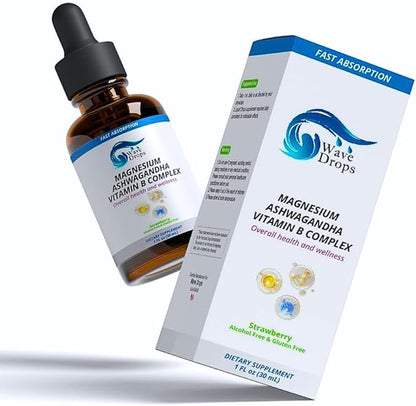 Magnesium, Ashwagandha & B-Complex Liquid Drops | Supports Stress Management,Nervous System,Promotes Energy Levels | Non-GMO and Gluten-Free | 1 Fl Oz (1)