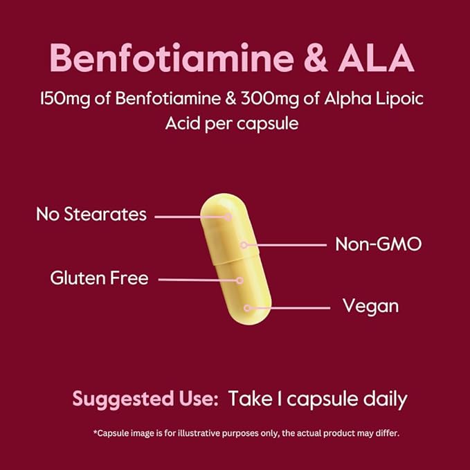 BESTVITE Benfotiamine 150mg / Alpha Lipoic Acid 300mg (120 Vegetarian Capsules) - No Stearates - Vegan - Gluten Free - Non GMO