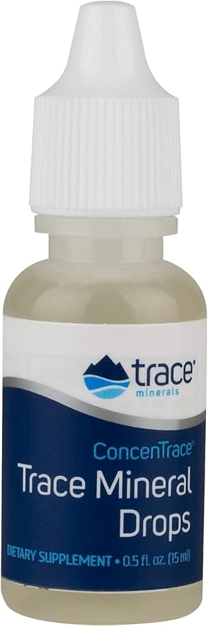 Trace Minerals ConcenTrace Trace Mineral Drops - Liquid Supplement for Bone & Joint Support - Aids Hydration & Electrolyte Restoration - Unflavored, 0.5 fl oz (6 Servings)