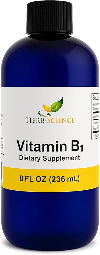 Liquid Vitamin B1 Drops - Daily Thiamine Supplement to Support Digestion, Nervous System, Heart Health, Stress Relief, Natural Energy Booster - 500% DV, 288 Servings per Bottle - 8 fl. oz