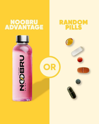 Noobru Аdvantage Nootropic - Delicious Nootropics Brain Supplement with 11 Active Ingredients - Natural Cognitive Enhancer - 20 Strawberry Lemonade Sachets - 1 Month Supply, 20 Count (Pack of 1)