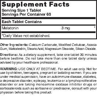 Melatonin Timed Release 3 mg 60 Tabs