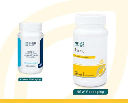 Klaire Labs Pure-E - Natural D-Alpha & Mixed Tocopherols High in Gamma Tocopherol (100 Softgels)