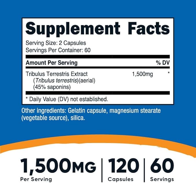 Nutricost Tribulus Terrestris Extract 750mg, 120 Capsules (2 Bottles)