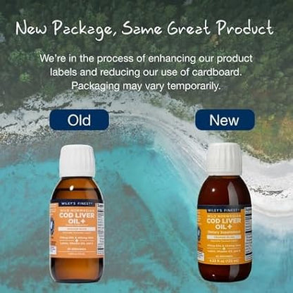 Wiley's Finest Cod Liver Oil - Orange Flavored Omega-3 Fish Oil Supplement - 765mg Omega-3s - 4.23 Oz (25 Servings)