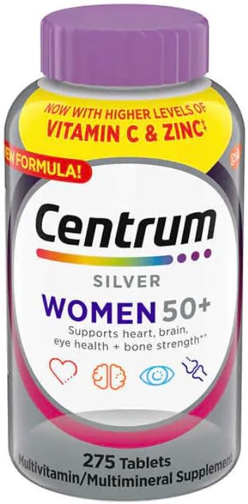 Centrum Silver Women 50 Plus Multivitamin, 275 Tablets+Bundled with nalkotsupliment Guide, Non-GMO & Gluten Free, Easy to Take Smooth Coating