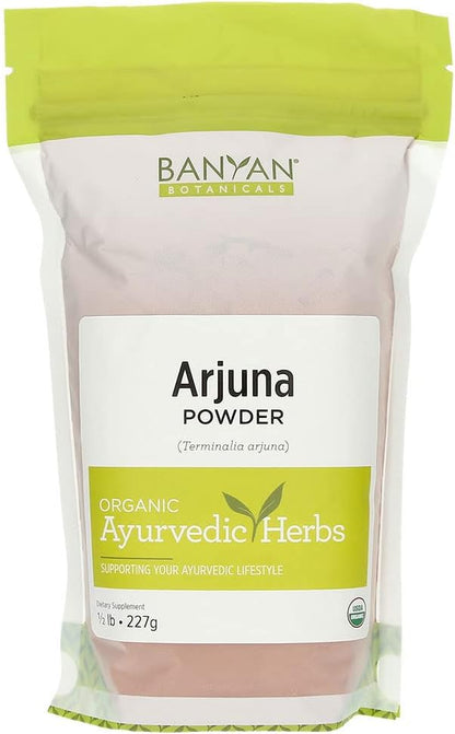 Banyan Botanicals Organic Arjuna Powder ­­– Arjuna Bark Powder (Terminalia Arjuna) –Traditional Herbal Heart Supplement for Proper Heart Function* – 1/2 lb. – Non-GMO, Sustainably Sourced, Vegan*