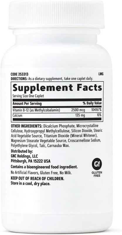 GNC Methyl B12 2500mcg Supplement, Essential for Carbohydrate Metabolism and Energy Production, 100 Servings