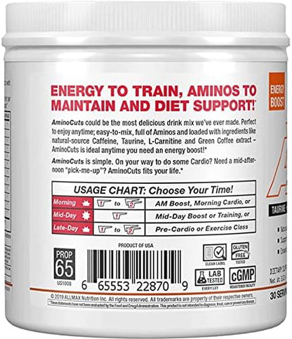 ALLMAX Nutrition AMINOCUTS (ACUTS), Amino-Charged Energy Drink with Taurine, L-Carnitine, Green Coffee Bean Extract, Sweet Tea, 30 Servings