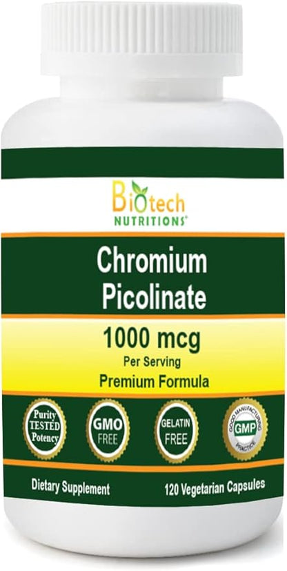 Chromium Picolinate 1000 MCG Serving 120 Vegetable Capsules