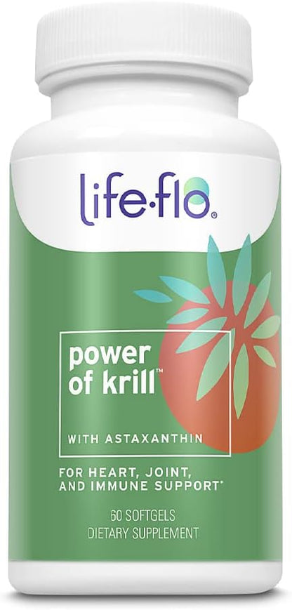 LIFE-FLO Power of Krill | Antarctic Krill Oil w/Omega-3s & Astaxanthin | Immune, Heart & Joint Formula | 60ct, 30 Serv.