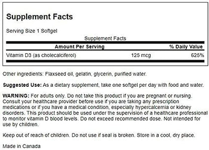 Swanson Vitamin D3 - Vitamin Supplement Promoting Bone Health & Immune System Support - Natural Support for Calcium Distribution & Absorption - (250 Softgels) (2 Pack)