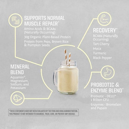 Sunwarrior Organic Plant Based Protein Powder | Vegan Organic Protein Powder with BCAA Amino Acids Plus Recovery Minerals & Botanicals | Non-GMO Soy Dairy & Gluten Free (Vanilla, 20 Servings)
