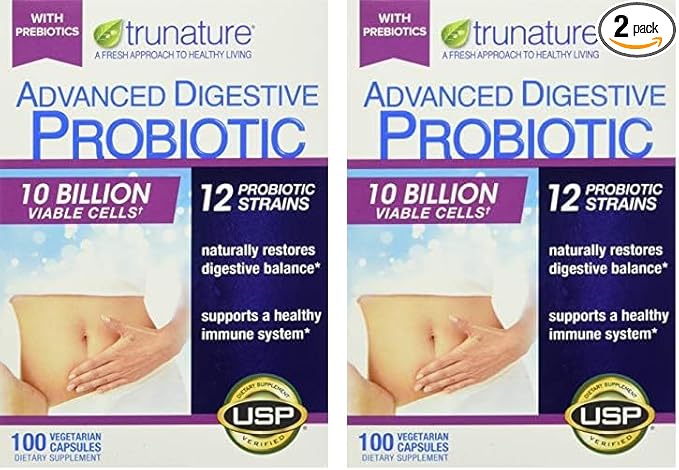 TruNature Advanced Digestive Probiotic, White, 100 Count (Pack of 2)