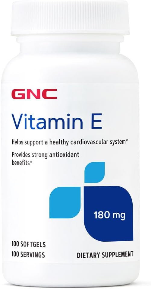 GNC Vitamin E 200mg, 100 Softgels, Supports Healthy Cardiovascular System