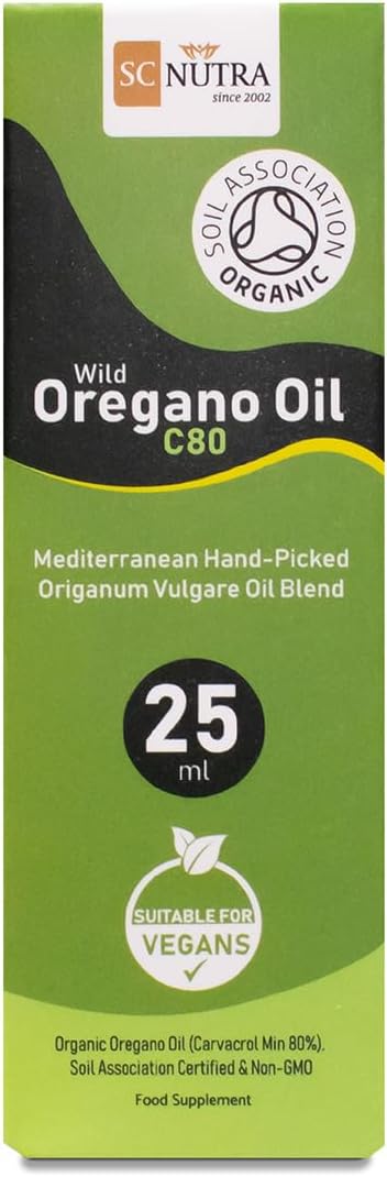 Wild Oregano Oil C80 Soil Association Certified Organic - High Strength 80% Carvacrol - Origanum Vulgare Oil | 25ml / 0.85 Fl oz