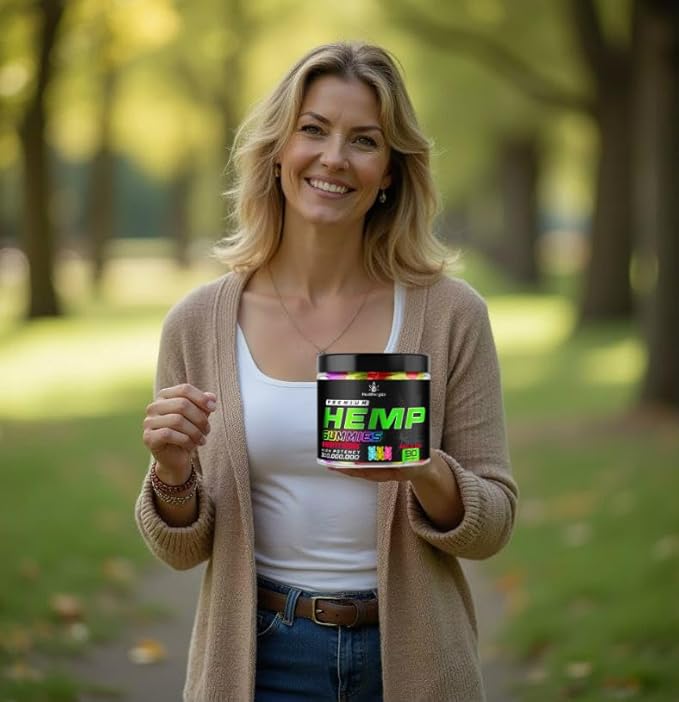 Hemp Gummies Premium Hemp Oil Gummy Bears Edibles-Natural Calm, Peace and Relaxation-Promote Sleep, Back-Natural Omega 3 6 9-High Potency Hemp-Made in USA