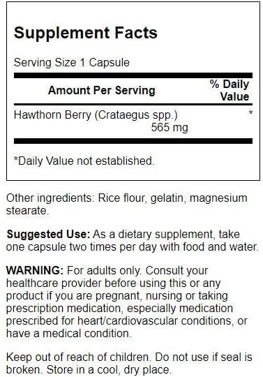 Swanson Hawthorn Berry Supplement- Antioxidant Flavonoids (250 Capsules, 565 mg Each) 2 Pack