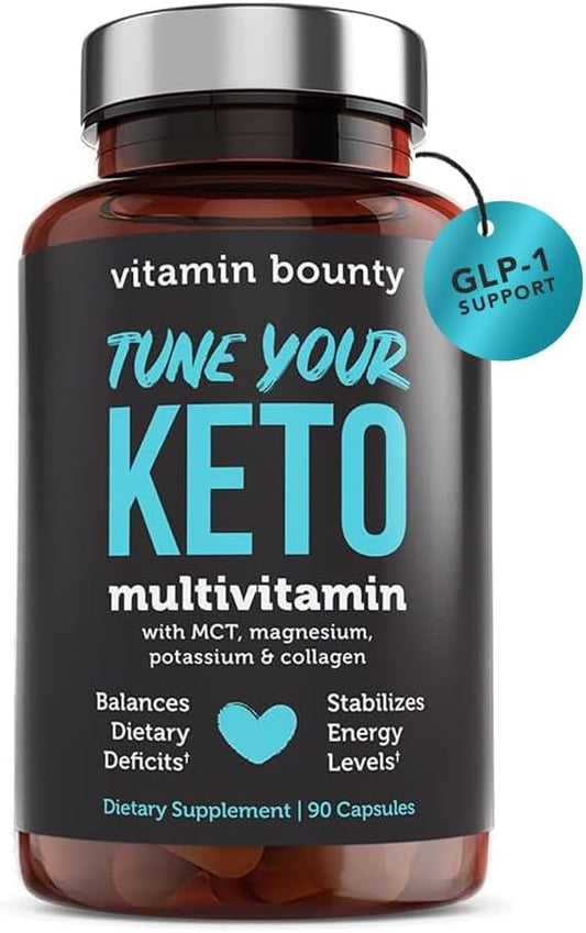 Vitamin Bounty Tune Your Keto Multivitamin – Keto-Specific Nutritional Support with Magnesium, Potassium, and MCT for Energy, Cramp Relief, and Nutrient Optimization, GLP-1 Support - 90 Capsules