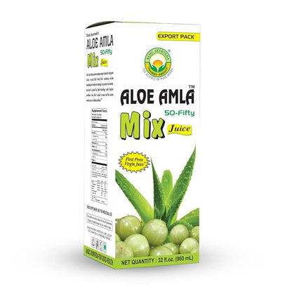 Basic Ayurveda Aloe Amla Mix Juice | Blend of Aloe Vera & Amla Fruit | First Press Virgin Juice | Plant-Based Daily Drink | Vegan & Non-GMO | 32.46 Fl Oz (960ml)