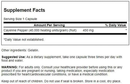 Swanson Cayenne - Herbal Supplement Promoting Digestion, Circulation & Metabolism Support - Natural Formula May Support Heart Health - (300 Capsules, 450mg Each)