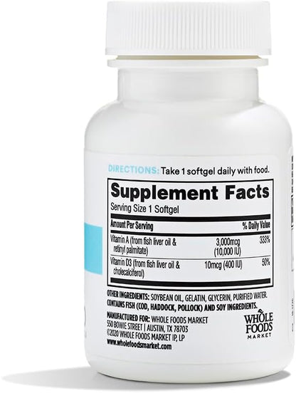 365 by Whole Foods Market, Vitamin A & D 400 IU, 100 CT