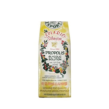 Official Distributor - 3 Bottles of Apiario Silvestre Brazilian Green Bee Propolis Liquid Glycolic Extract-Non Alcoholic, Wax Free, Sugar Free