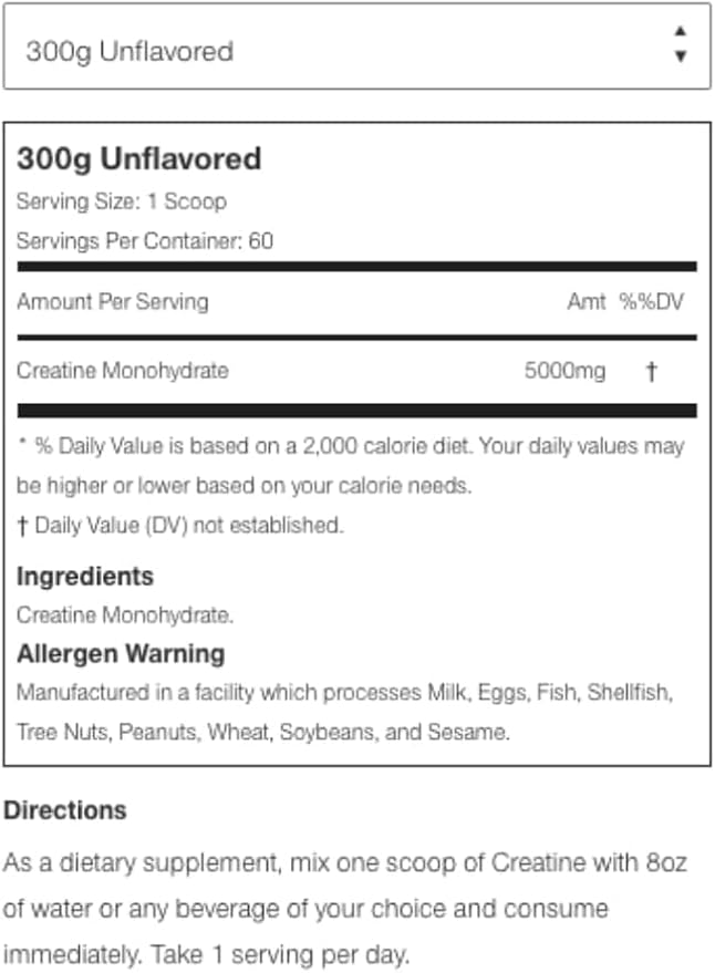 Primeval Labs Creatine Monohydrate | Muscle Recovery + Builder for Men & Women | Workout Supplements Easy to Mix | Unflavored | 60 Servings | 5g Creatine Per Serving
