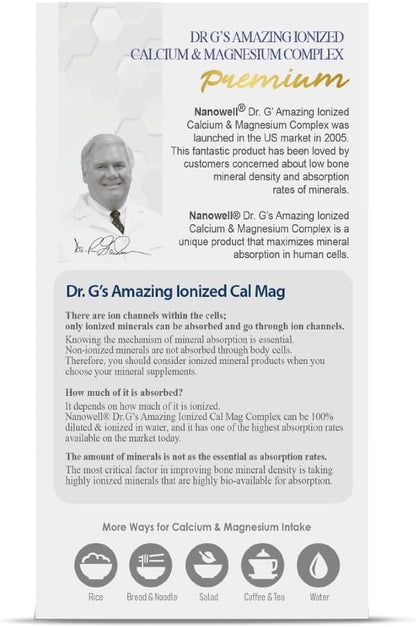 Dr. G's Amazing Ionized Cal Mag 2,860mg (Premium) - Bone Strength and Bone Health Supplement with Ionized Calcium & Magnesium Powder Stick Packs - 30 Sticks x 1 Pack (30 Count)