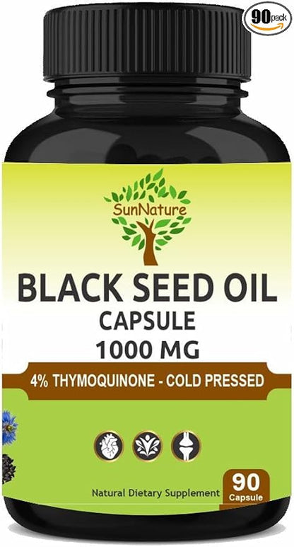 Black Seed Oil Capsules 1000 mg Softgel | 90 Capsules for Men & Women