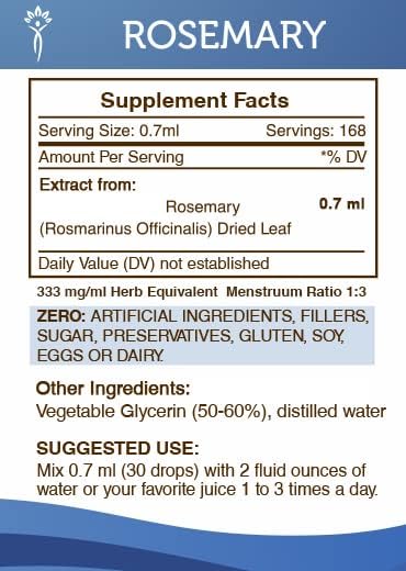 Secrets of the Tribe Rosemary Alcohol-Free Liquid Extract, Rosemary (Rosmarinus Officinalis) Dried Leaf Tincture Supplement (2x4 FL OZ)