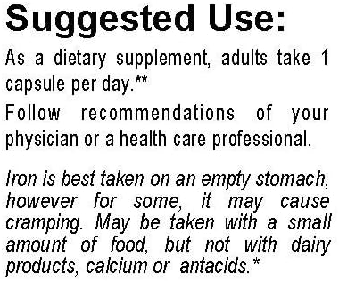 Iron+ with Vitamin C, FOLIC Acid, B-12 & ZINC Preservative-Free, Gentle and Non-constipating Formulated for Maximum Absorption. 30 Veggie caps - Vital Health Remedies